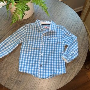 Boboli Baby Boys Blue Gingham Poplin Button-Down